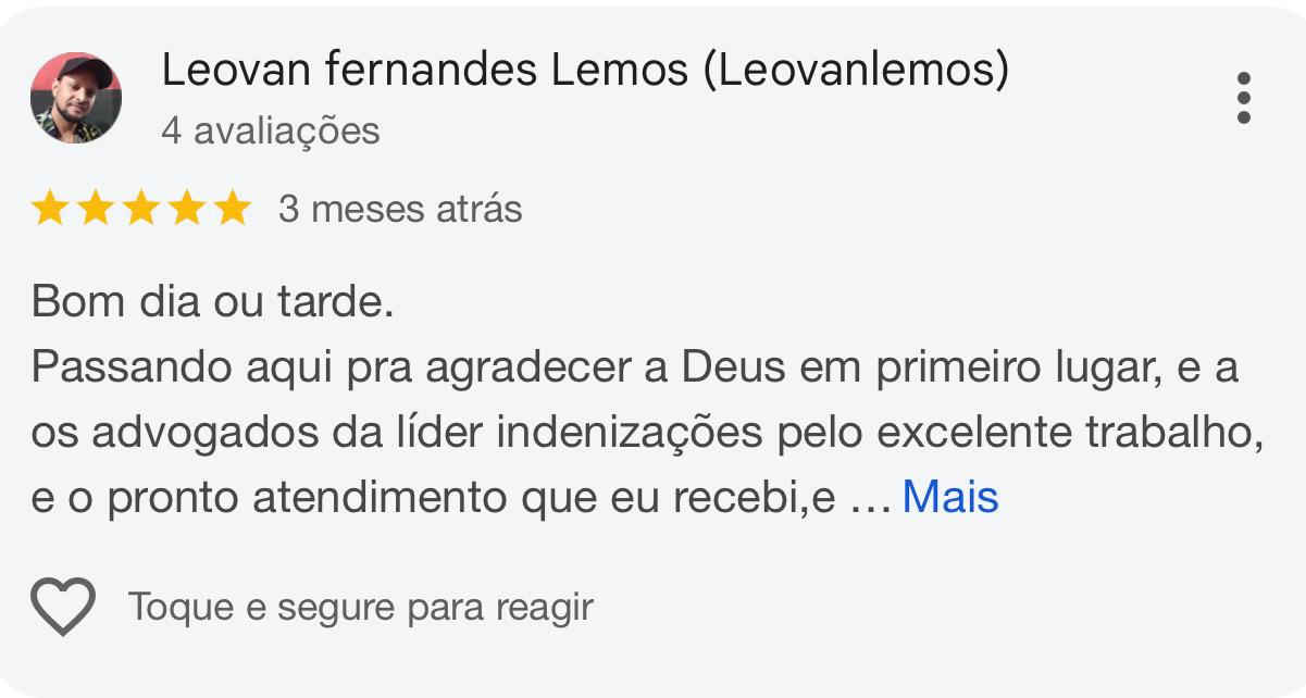 Avaliação Google 6 - Líder Indenizações